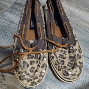 Kids Sperry animal print boat shoes size 3.5
